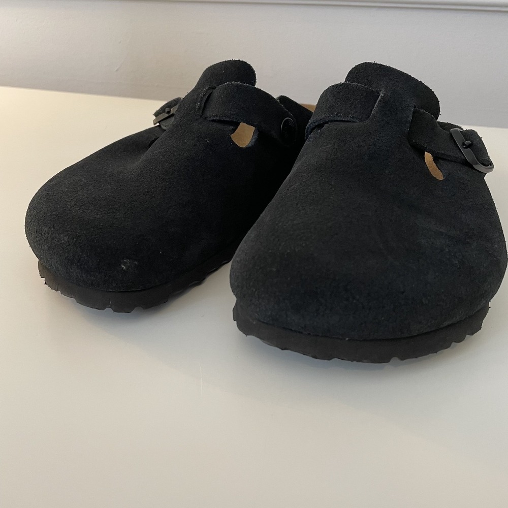 Birkenstock Black Suede Boston Clogs - Picture 11 of 11